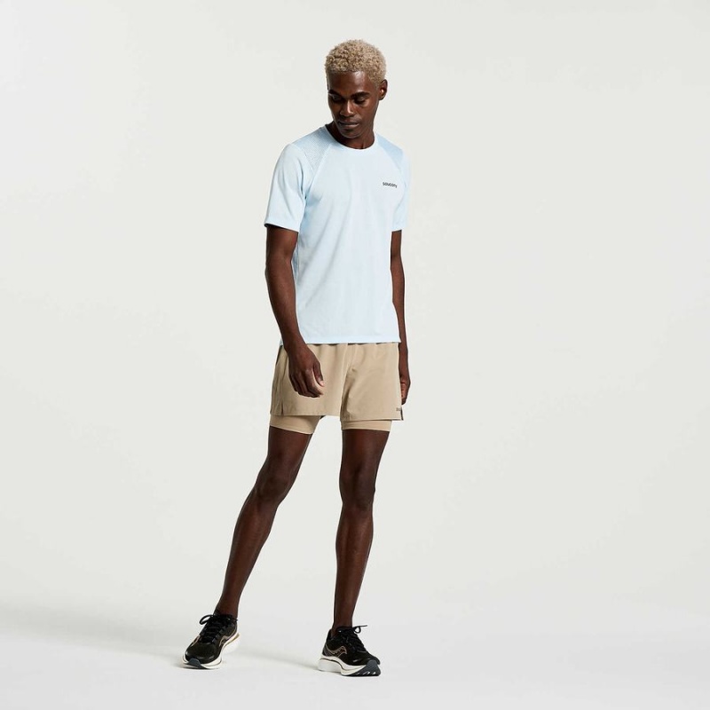 Blue Saucony Elevate Short Sleeve Men's T Shirts | Philippines S14029-X19