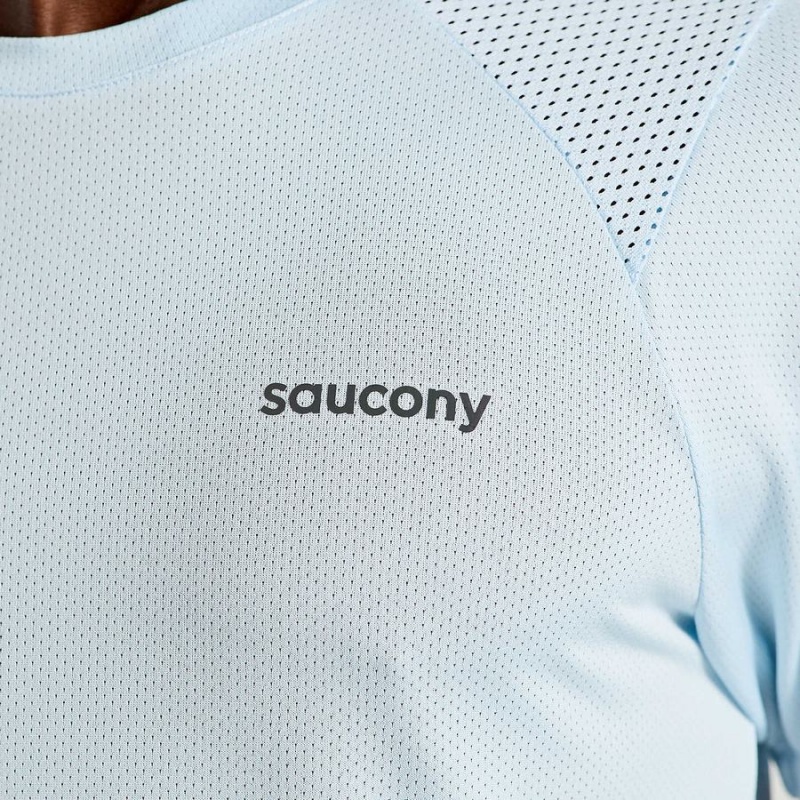 Blue Saucony Elevate Short Sleeve Men's T Shirts | Philippines S14029-X19