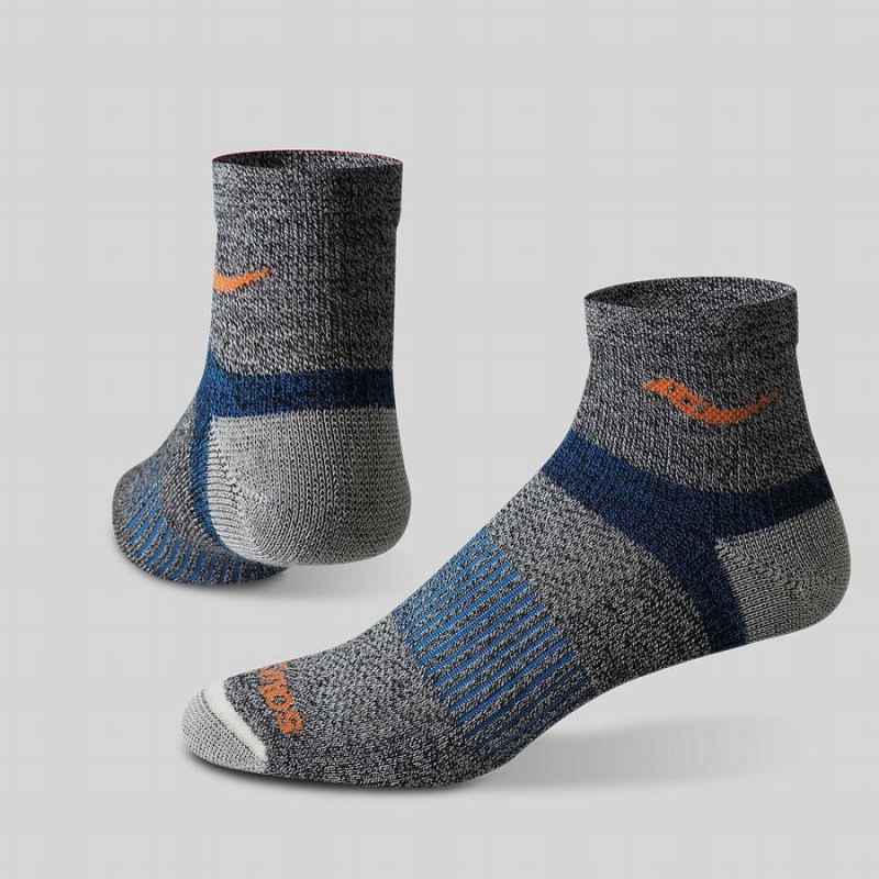 Blue Saucony Inferno Merino Wool Blend Quarter 3-Pack Women's Socks | Philippines S57249-X51