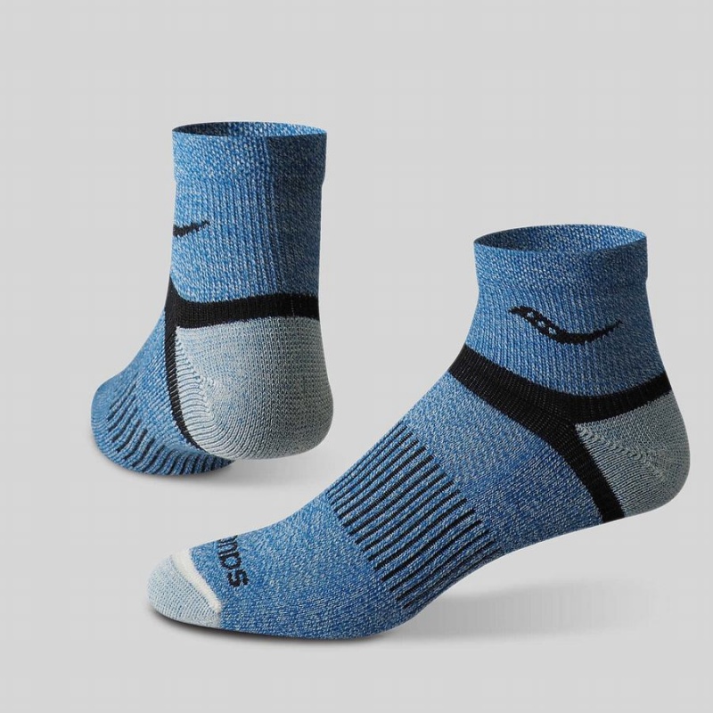 Blue Saucony Inferno Merino Wool Blend Quarter 3-Pack Women's Socks | Philippines S57249-X51