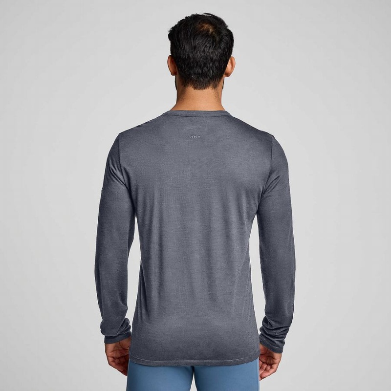 Blue Saucony Peregrine Merino Long Sleeve Men's T Shirts | Philippines S62470-J42