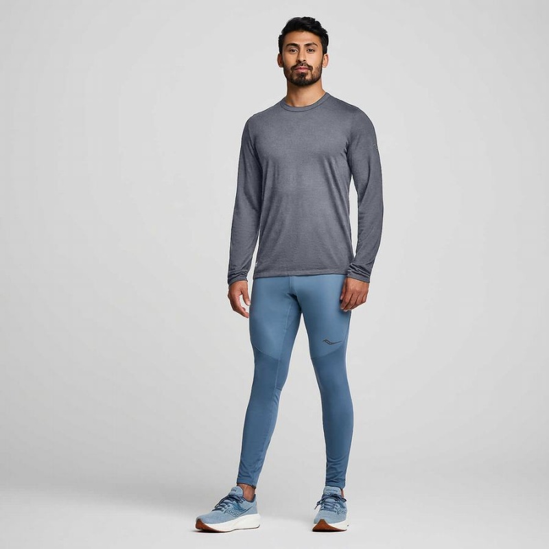 Blue Saucony Peregrine Merino Long Sleeve Men's T Shirts | Philippines S62470-J42