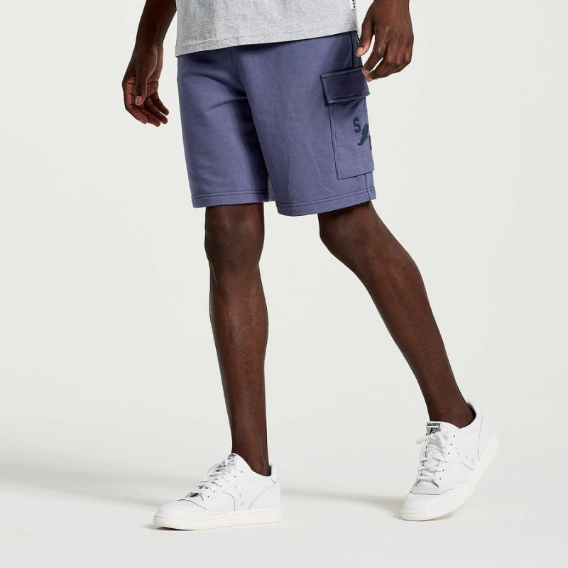 Blue Saucony Rested Sweat Men's Shorts | Philippines S73689-V12