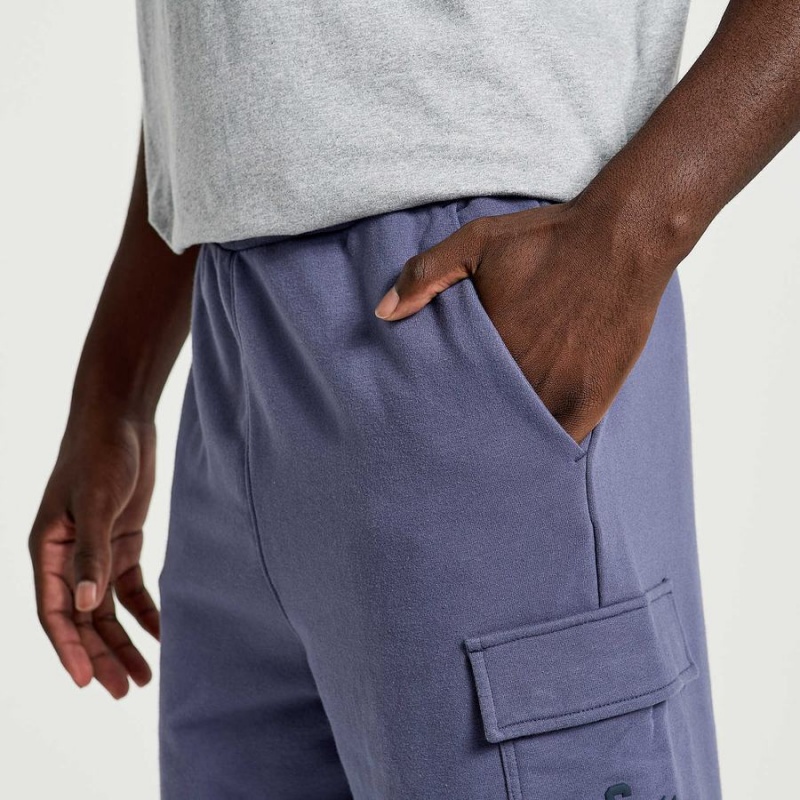 Blue Saucony Rested Sweat Men's Shorts | Philippines S73689-V12