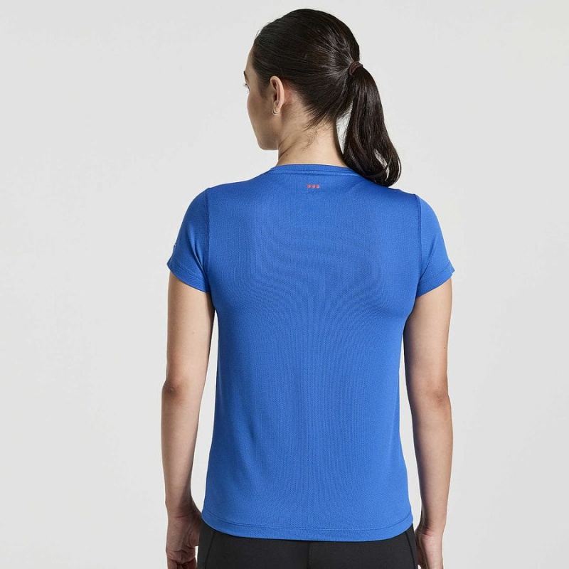 Blue Saucony Stopwatch Graphic Short Sleeve Women's T Shirts | Philippines S45608-M51