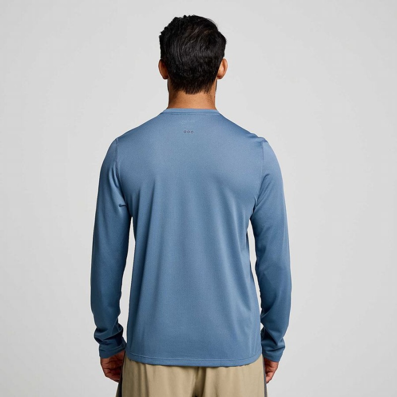 Blue Saucony Stopwatch Long Sleeve Men's T Shirts | Philippines S85439-N26