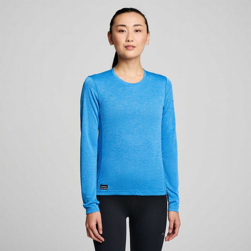 Blue Saucony Stopwatch Long Sleeve Women\'s T Shirts | Philippines S54918-N85