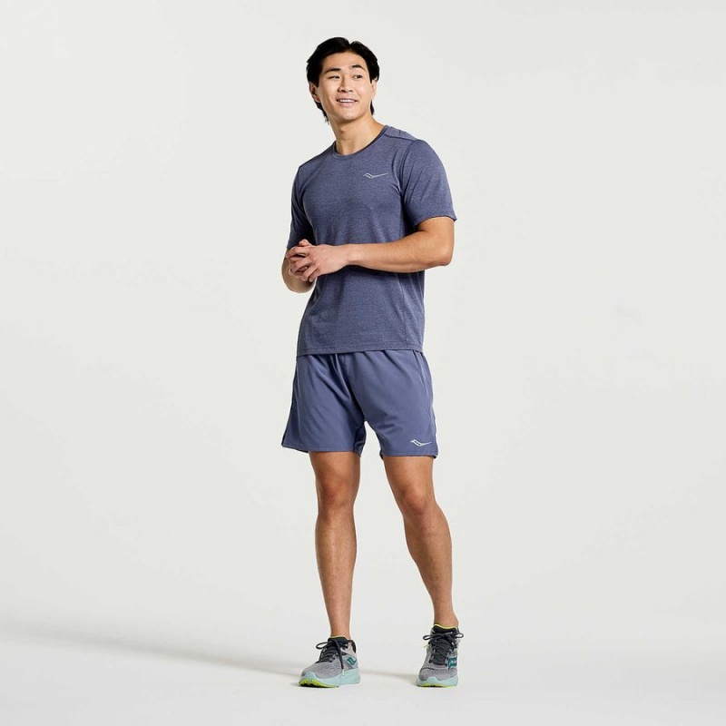 Blue Saucony Stopwatch Short Sleeve Men's T Shirts | Philippines S74309-E13