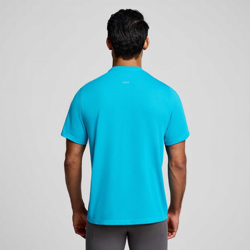 Blue Saucony Stopwatch Short Sleeve Men's T Shirts | Philippines S35840-Y20