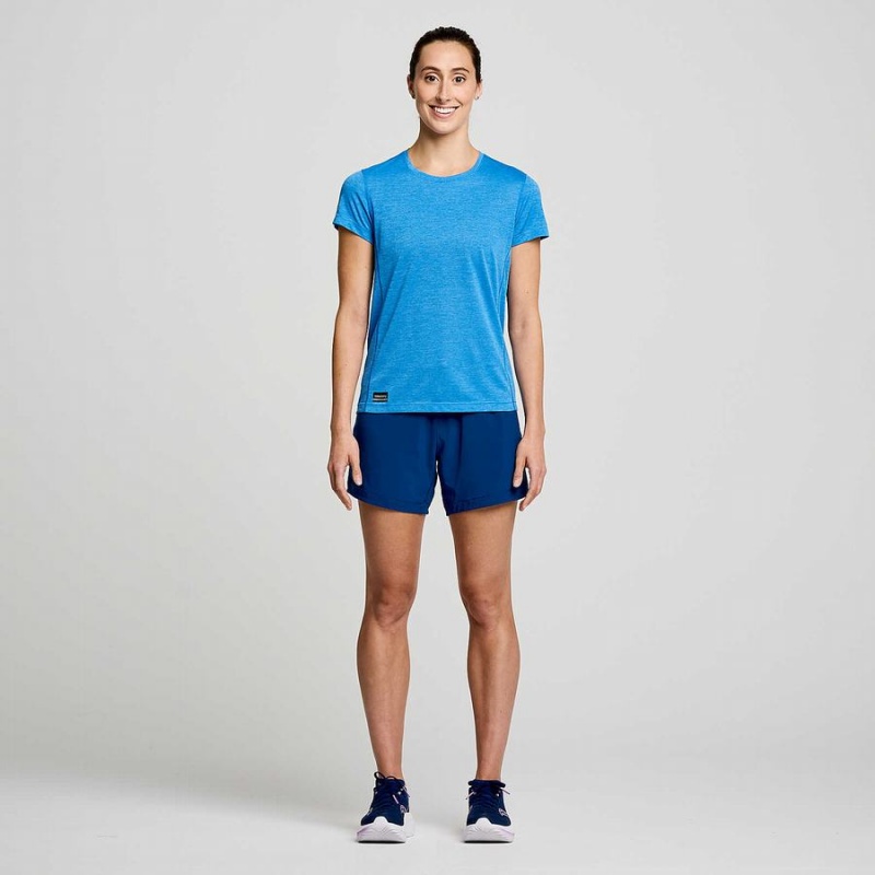 Blue Saucony Stopwatch Short Sleeve Women's T Shirts | Philippines S89615-S15