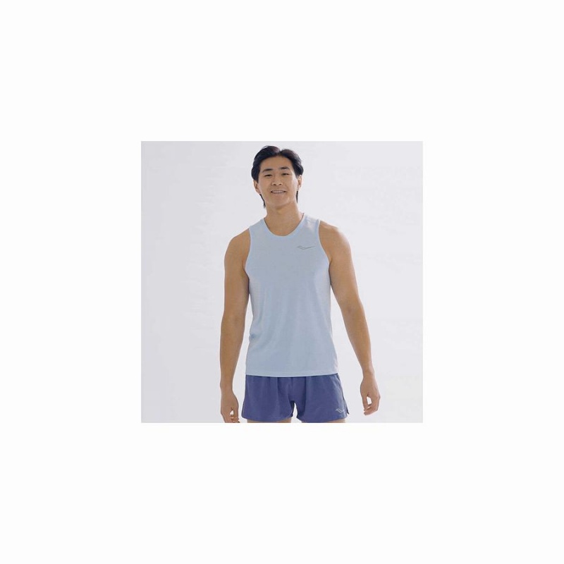 Blue Saucony Stopwatch Singlet Men's Tank Top | Philippines S93058-J04