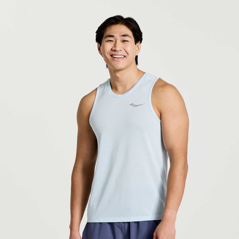 Blue Saucony Stopwatch Singlet Men\'s Tank Top | Philippines S93058-J04