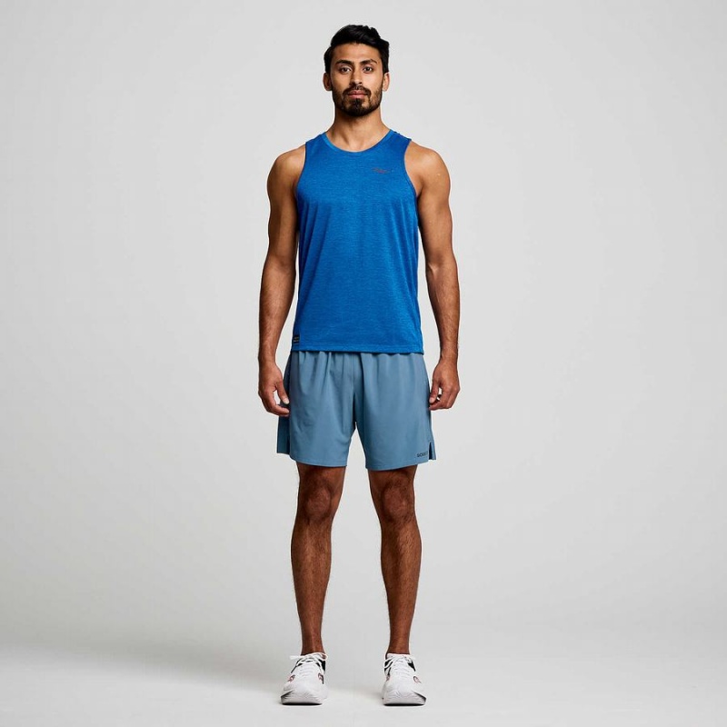 Blue Saucony Stopwatch Singlet Men's Tank Top | Philippines S65132-K38