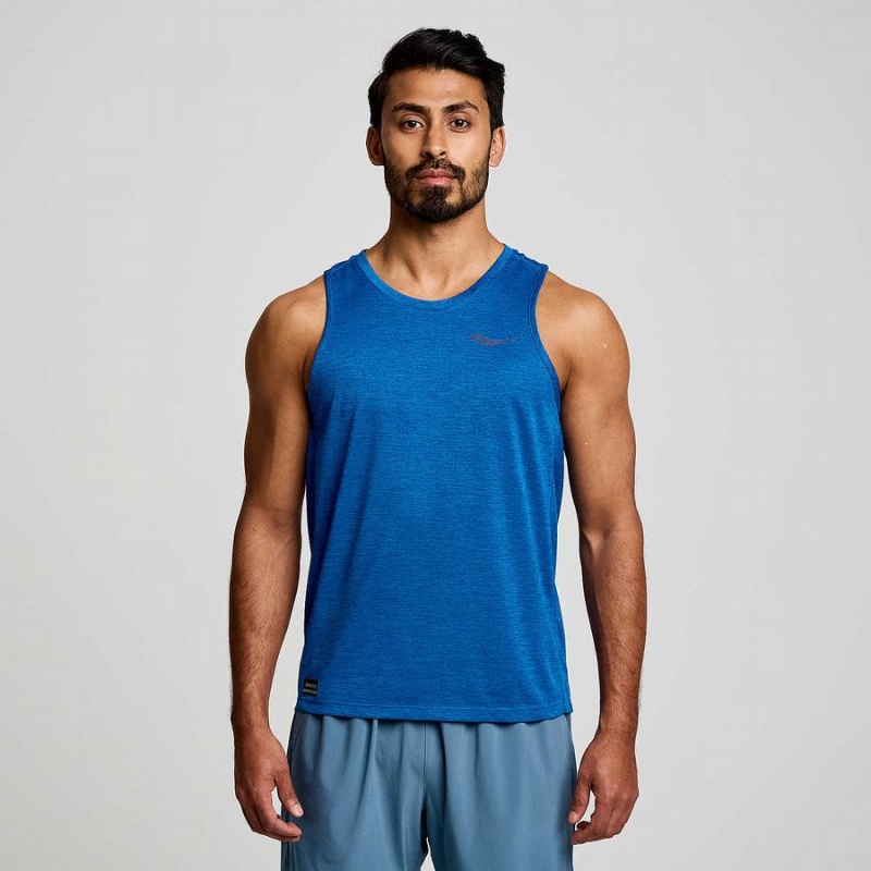 Blue Saucony Stopwatch Singlet Men\'s Tank Top | Philippines S65132-K38