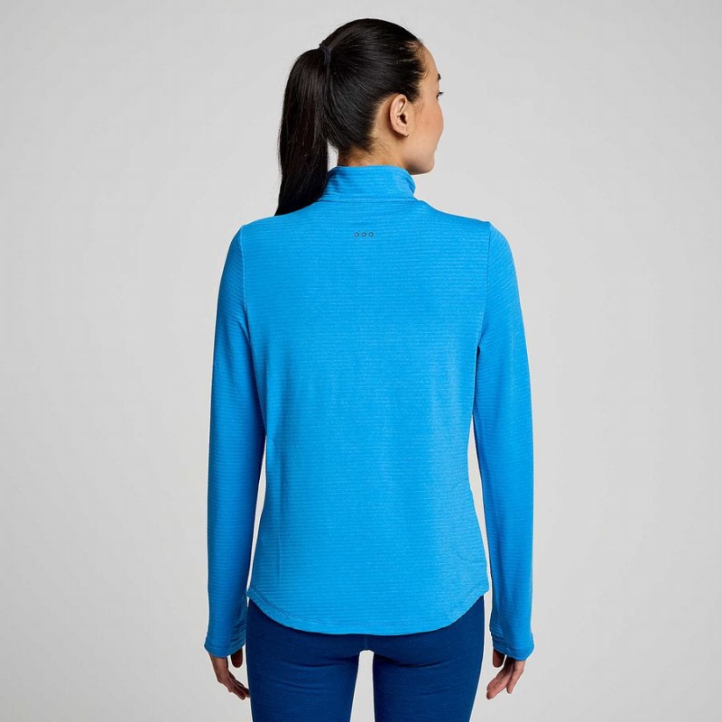 Blue Saucony Triumph 3D 1/2 Zip Women's Tops | Philippines S70659-Y25