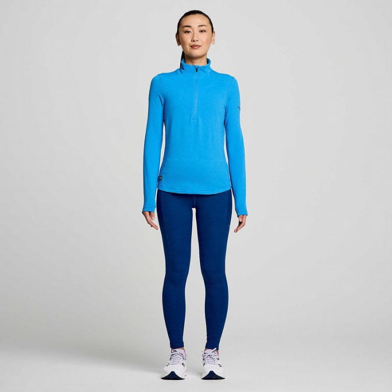 Blue Saucony Triumph 3D 1/2 Zip Women's Tops | Philippines S70659-Y25