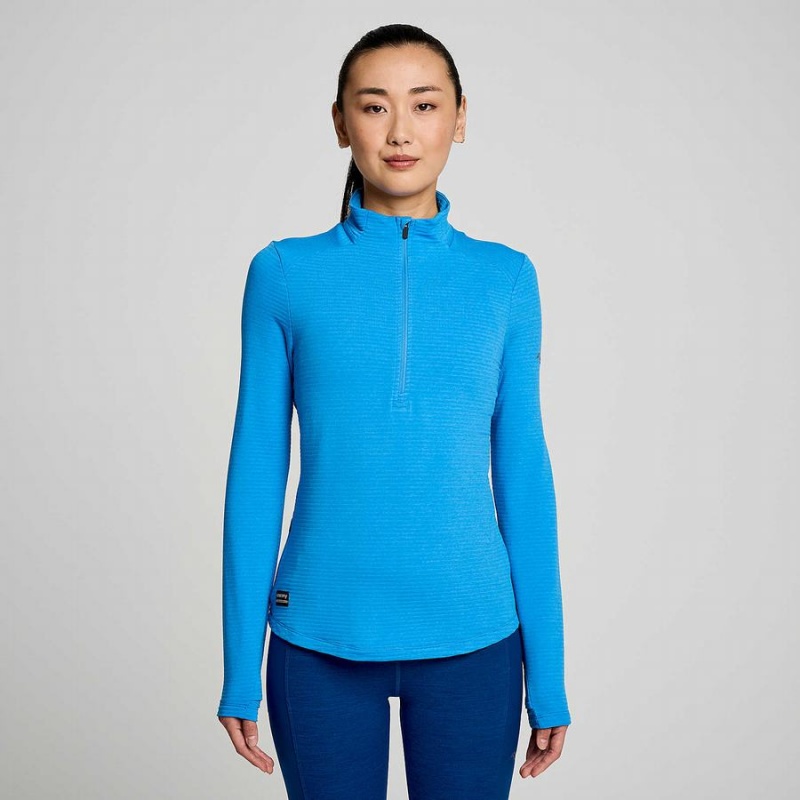 Blue Saucony Triumph 3D 1/2 Zip Women\'s Tops | Philippines S70659-Y25