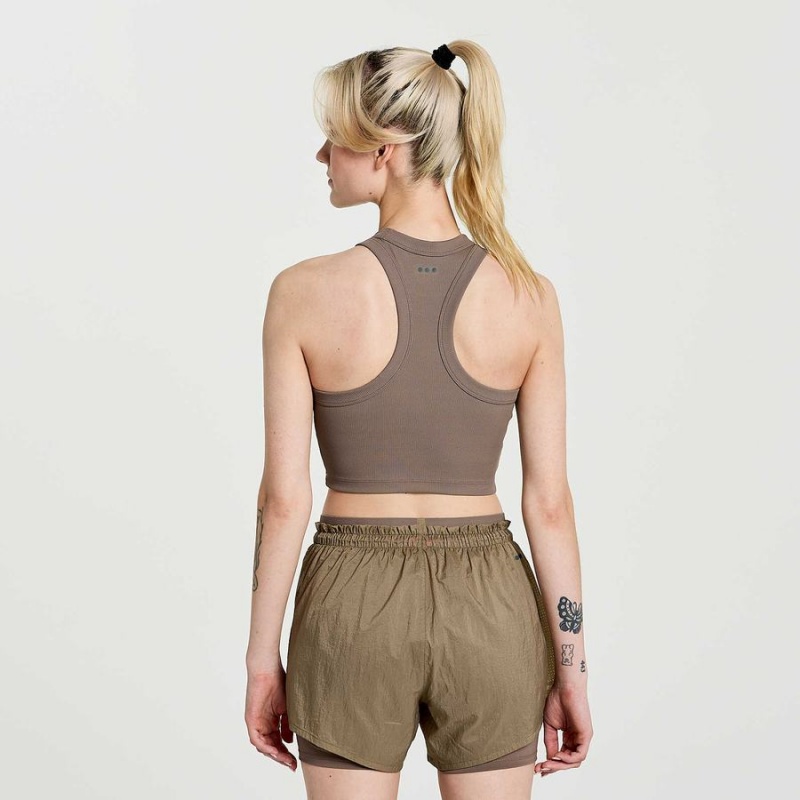 Brown Saucony Elevate Crop Women's Tops | Philippines S56942-A74