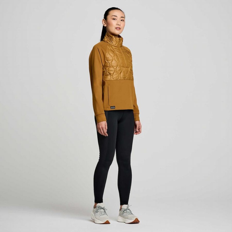 Brown Saucony Solstice Oysterpuff 1/2 Zip Women's Tops | Philippines S70462-C16