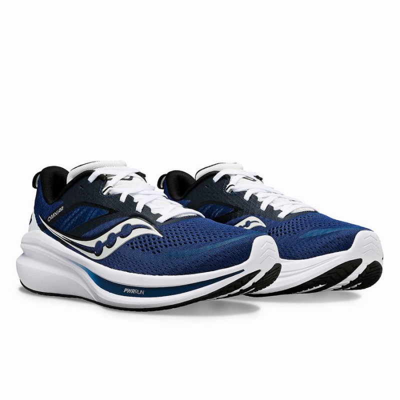 Bule / White Saucony Omni 22 Wide Men's Running Shoes | Philippines S40362-P90