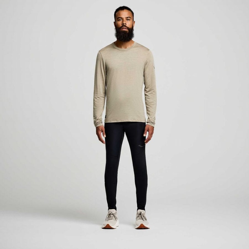 Coffee Saucony Peregrine Merino Long Sleeve Men's T Shirts | Philippines S59217-G48