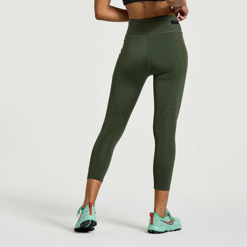 Dark Green Saucony Explorer Utility Crop Women's Tight | Philippines S10426-B61