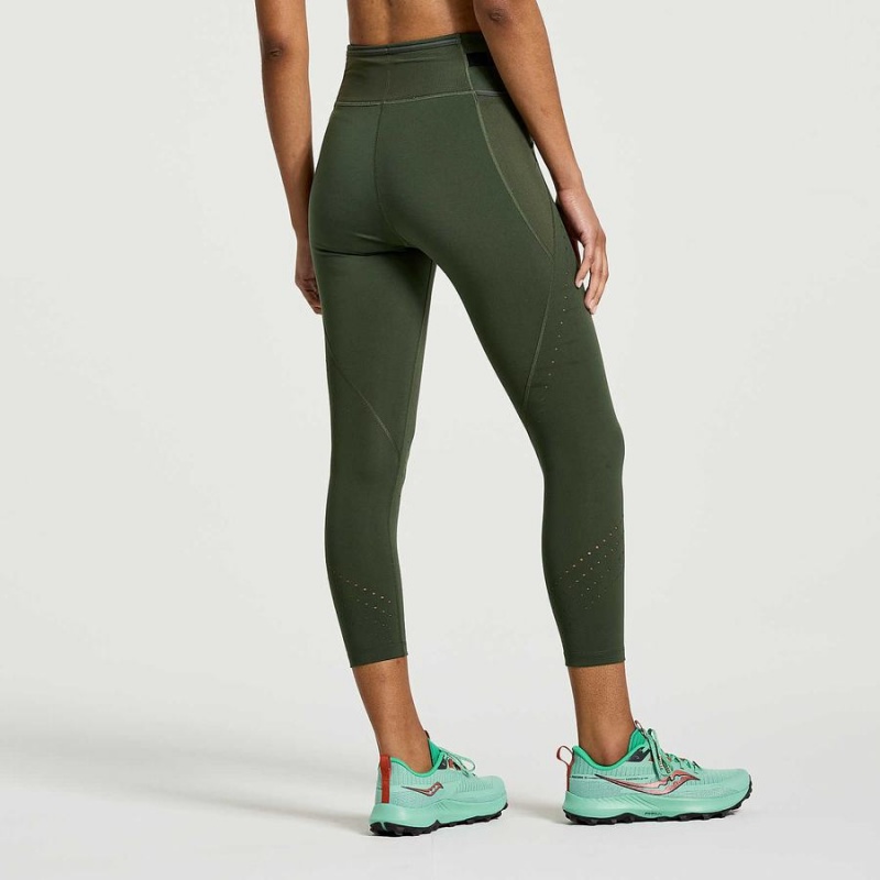 Dark Green Saucony Explorer Utility Crop Women's Tight | Philippines S10426-B61