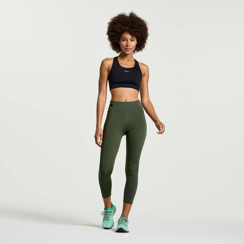 Dark Green Saucony Explorer Utility Crop Women's Tight | Philippines S10426-B61