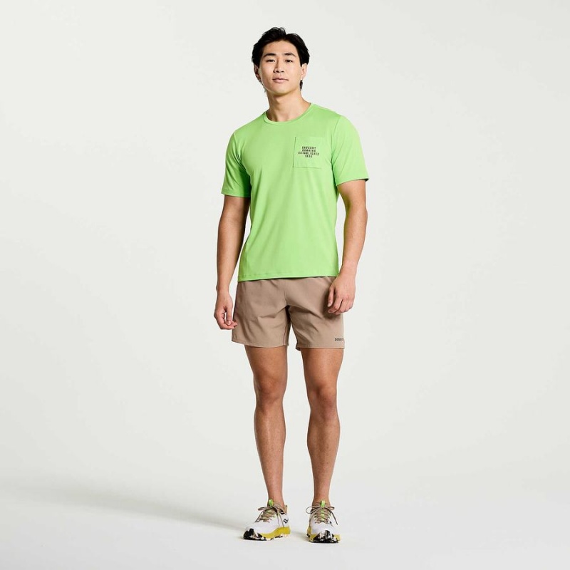 Green Saucony Explorer Short Sleeve Men's T Shirts | Philippines S74325-R26