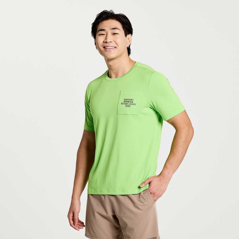 Green Saucony Explorer Short Sleeve Men\'s T Shirts | Philippines S74325-R26