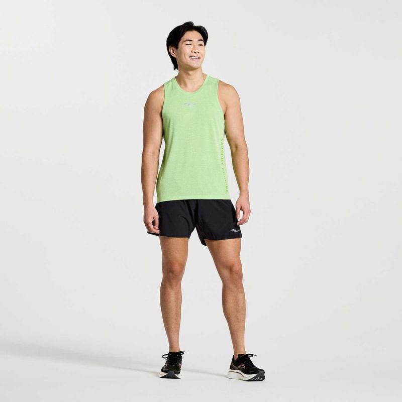 Green Saucony Stopwatch Graphic Singlet Men's Tank Top | Philippines S63841-K35