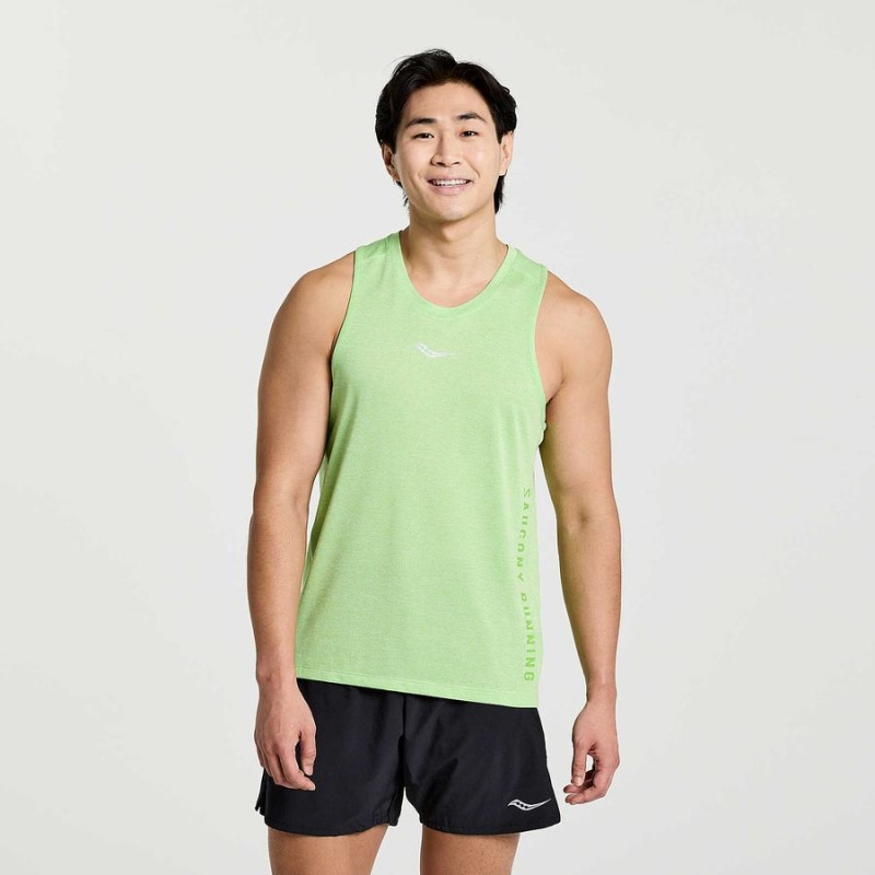 Green Saucony Stopwatch Graphic Singlet Men\'s Tank Top | Philippines S63841-K35