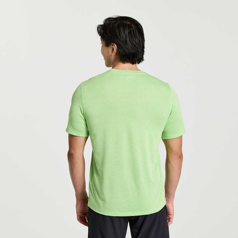 Green Saucony Stopwatch Short Sleeve Men's T Shirts | Philippines S52398-Q96