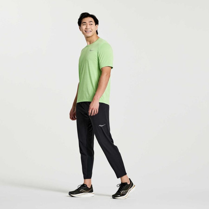 Green Saucony Stopwatch Short Sleeve Men's T Shirts | Philippines S52398-Q96