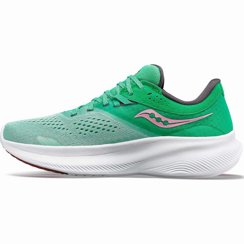 Green / Pink Saucony Ride 16 Wide Women's Running Shoes | Philippines S27619-D17