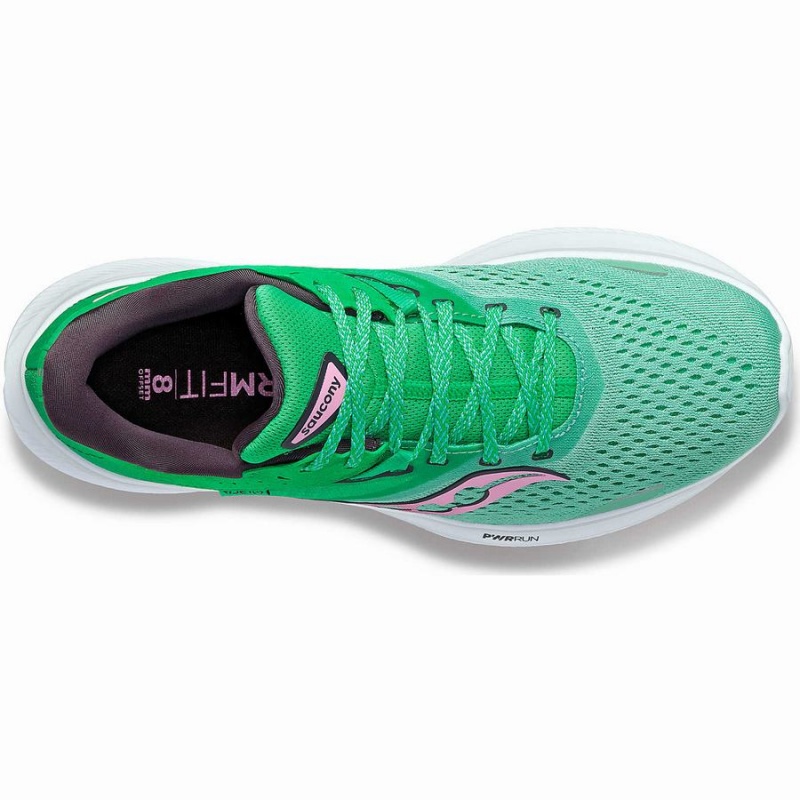 Green / Pink Saucony Ride 16 Wide Women's Running Shoes | Philippines S27619-D17