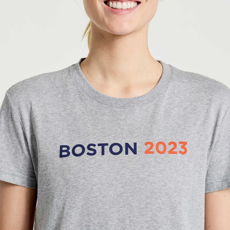 Grey Saucony Boston Rested Women's T Shirts | Philippines S46027-R57