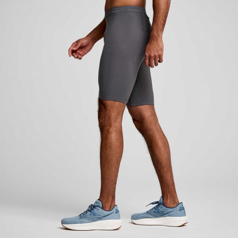 Grey Saucony Fortify Lined Half Men's Tight | Philippines S12657-G48