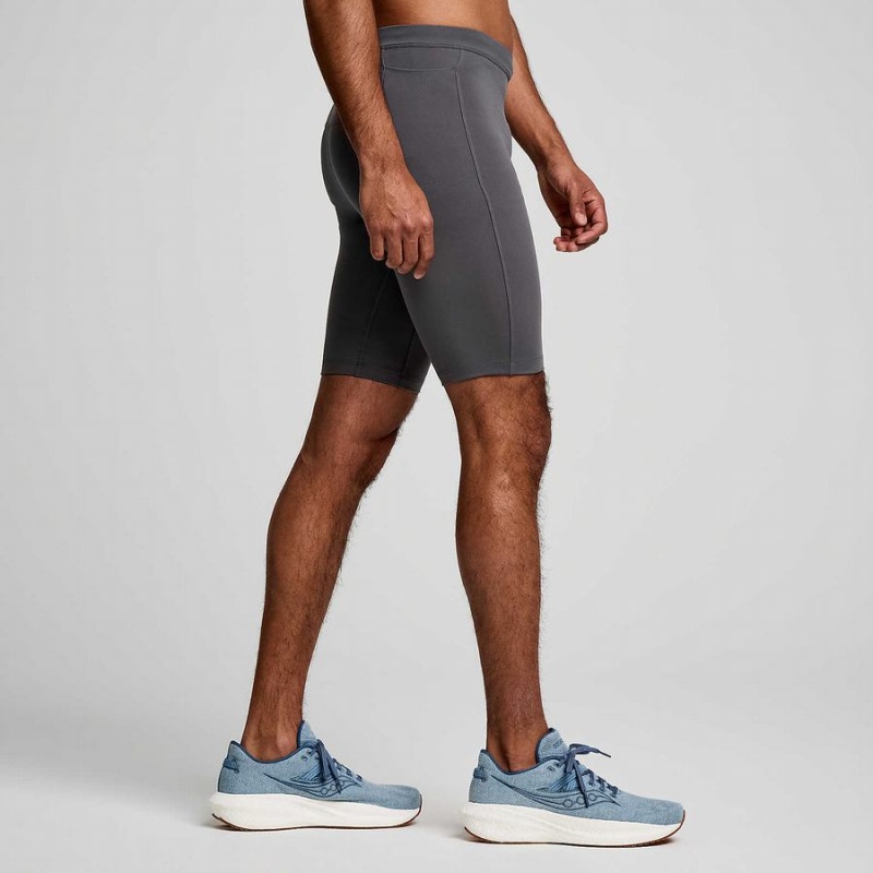 Grey Saucony Fortify Lined Half Men's Tight | Philippines S12657-G48