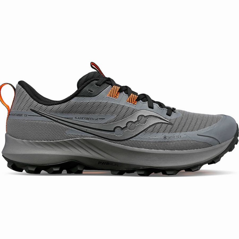 Grey / Black Saucony Peregrine 13 GTX Men\'s Running Shoes | Philippines S41720-V90