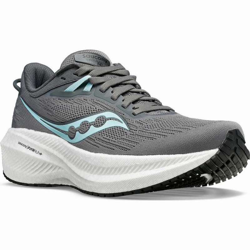 Grey / Black Saucony Triumph 21 Women's Running Shoes | Philippines S76148-B98