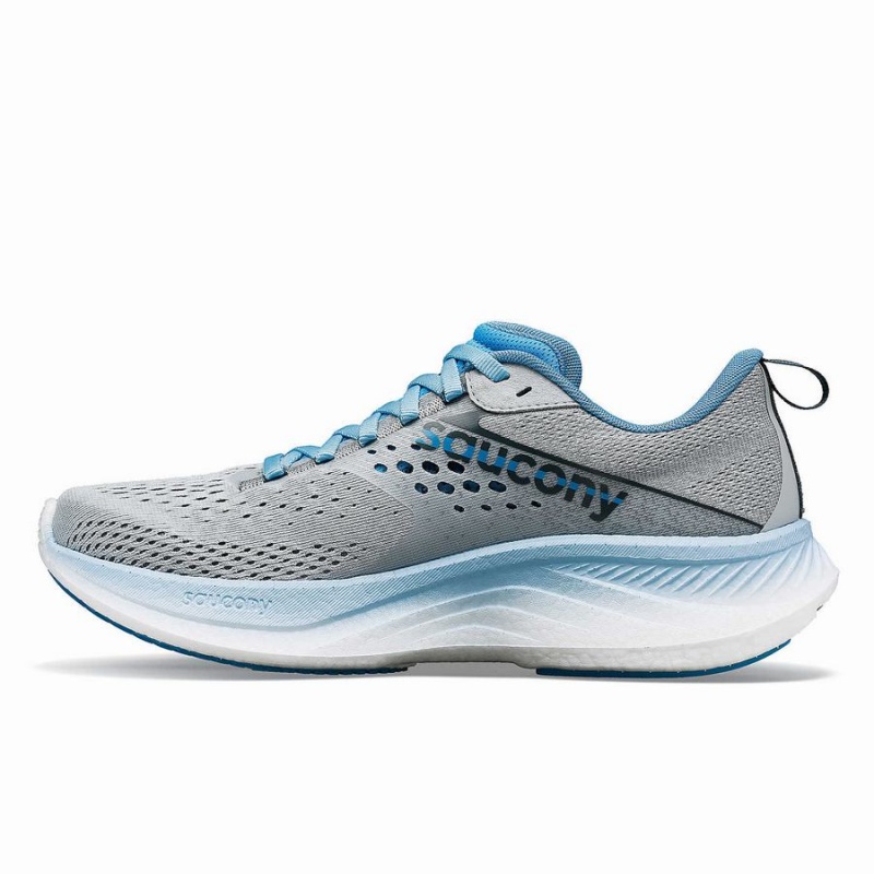 Grey / Blue Saucony Ride 17 Wide Women's Running Shoes | Philippines S60915-C75