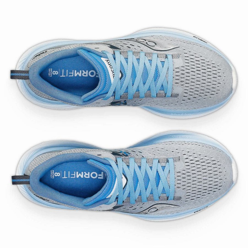 Grey / Blue Saucony Ride 17 Wide Women's Running Shoes | Philippines S60915-C75