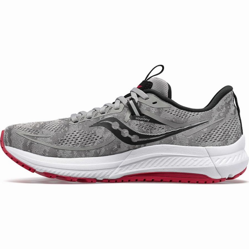 Grey / Dark Red Saucony Omni 21 Wide Men's Running Shoes | Philippines S04687-R13