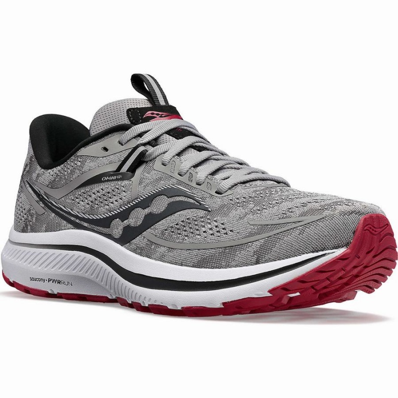 Grey / Dark Red Saucony Omni 21 Wide Men's Running Shoes | Philippines S04687-R13