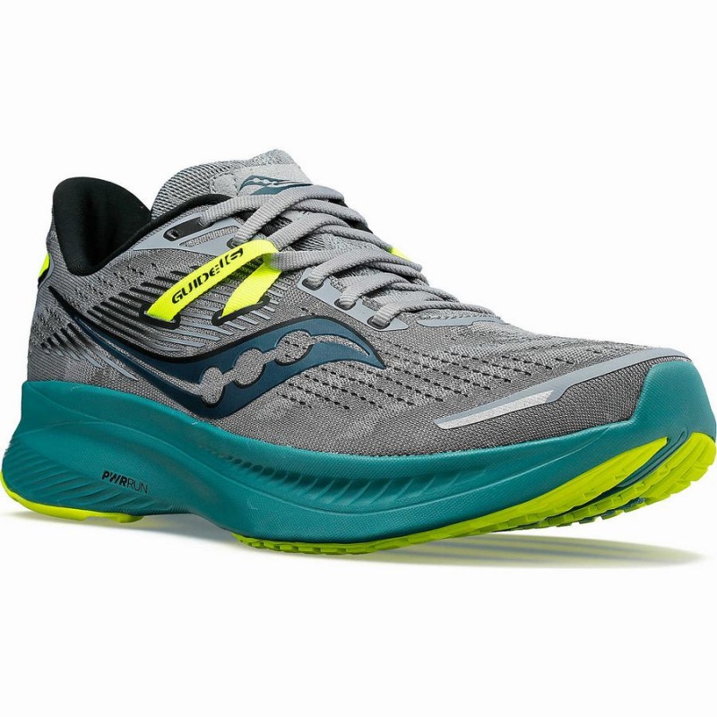 Grey / Green Saucony Guide 16 Men's Running Shoes | Philippines S71948-D08