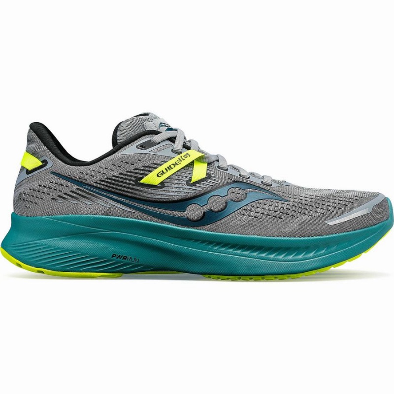 Grey / Green Saucony Guide 16 Men\'s Running Shoes | Philippines S71948-D08