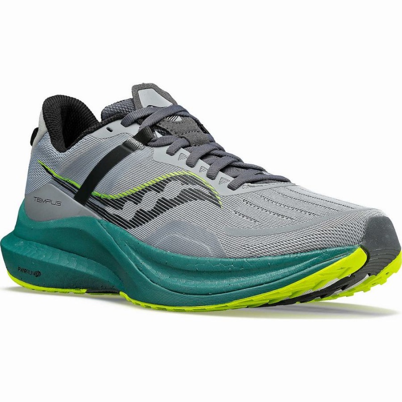 Grey / Green Saucony Tempus Men's Running Shoes | Philippines S30571-B54