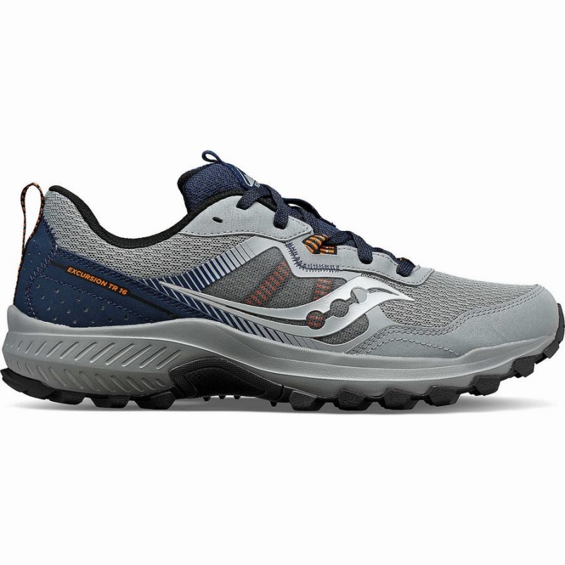 Grey / Navy Saucony Excursion TR16 Men\'s Trail Running Shoes | Philippines S93502-C62