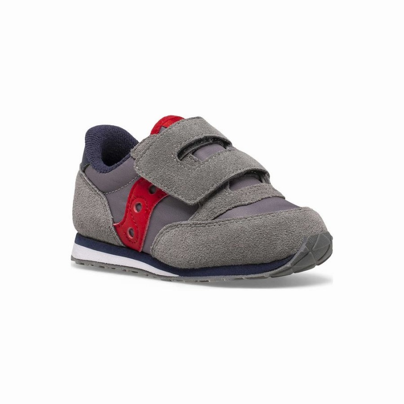 Grey / Navy / Red Saucony Jazz Hook & Loop Kids' Sneakers | Philippines S73809-K94